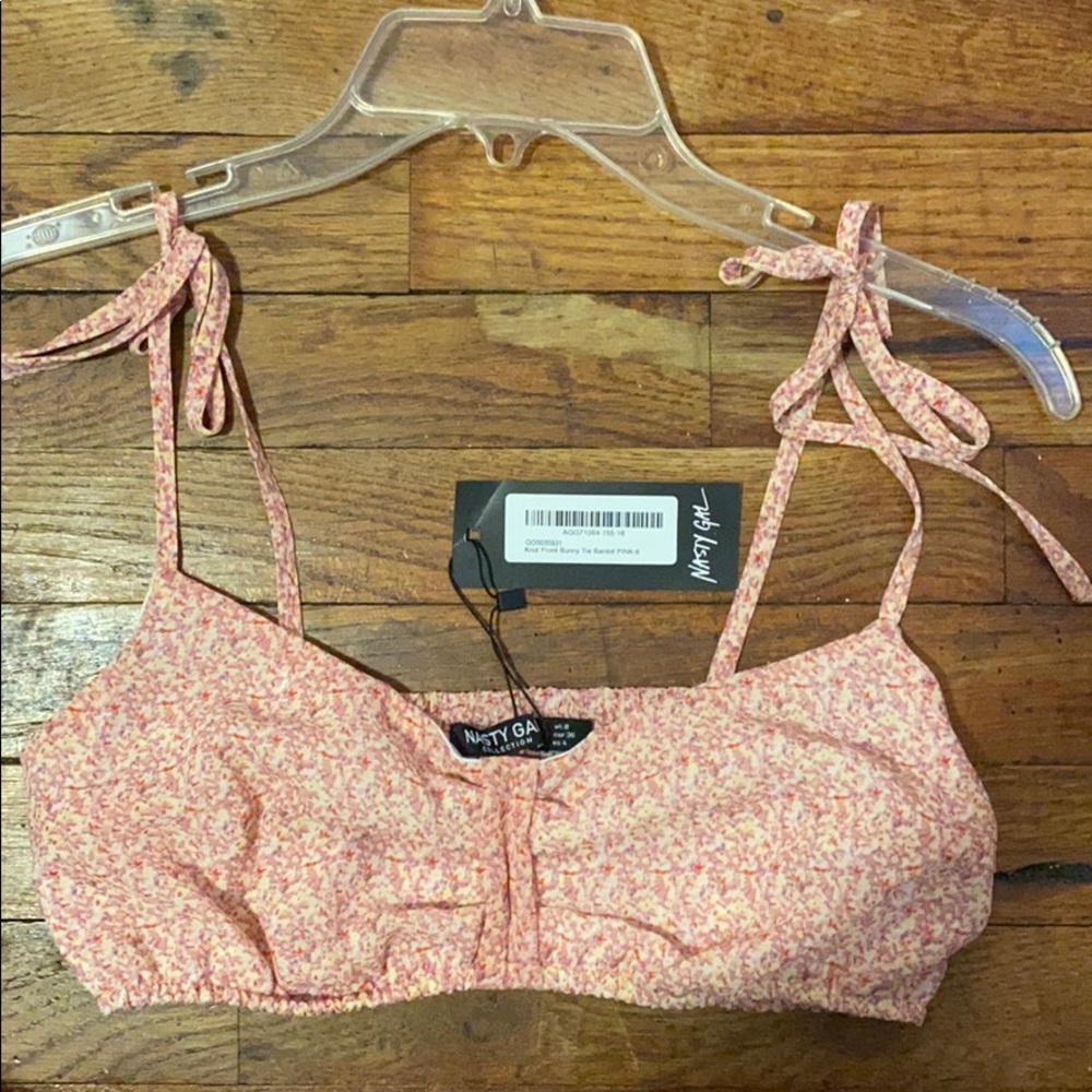 Nasty gal floral knot front Bardot top
